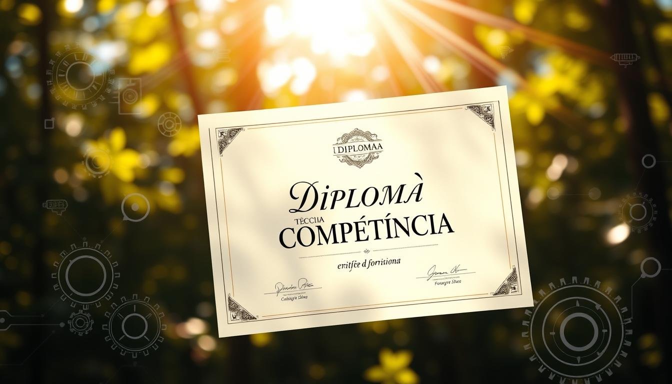 Diploma flutuando, simbolizando a conquista